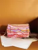 CF designer handbag fashion messenger bag, 10A top quality, hand-woven magic color gradient pearl bag.c59