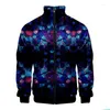 Men's Jackets Funny Graffiti Pattern 3D Jacket Men Women Harajuku Hip Hop Style Coat Casual Stand Collar Zipper Sweatshirt Top