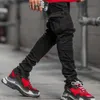 Street Elastic Jeans Herren Denim Cargohose Wash Solid Color Multi Pockets Casual Mid Waist Hose Slim Fit Daily Wear Joggers 240311