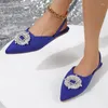 Casual Shoes Summer Sexy Party Luxury Pointed Toe Rhinestone Sandals Ladies Slippers Slip On Women Flat