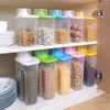 Bouteilles de stockage en plastique cuisine riz céréales haricots distributeur de nourriture conteneur couvercle scellé boîte pot pratique