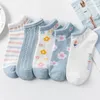 Women Socks 5 Pairs/lot Cotton Elegant Lovely Honney Blue Sky Short Female Low Cut Ankle Flowers Summer Spring Girl Cute Sox