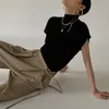 Damesblouses Koreaanse stijl Mode Gebreid Damesoverhemd Kantoordame Effen Opstaande kraag Slank Korte mouw Los Elegant Recht Tops