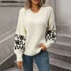 Outono inverno 2023 comércio exterior ins internet celebridade moda pulôver emendado oneck tamanho grande camisola de malha feminina 240228