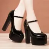 Сапоги Sexy Mary Jane New Women High Heels Black Women Pumps Spring Platform Thick с осенней круглой одиночной обувь S250