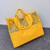 Designer Large Shopping Bag for Women Luxury Yellow Grids Shoulder Bags Top Quality Canvas Lady Handbag Summer Beach Bags