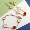 Bracelet coccinelle de styliste, chaîne, trèfle à quatre feuilles, Motifs floraux, bijoux cadeau pour femmes