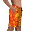 Short de bain pour hommes, maillot de bain en marbre, panneau de feu, imprimé abstrait, décontracté, plage, vêtements de sport personnalisés, maillot de bain à séchage rapide