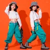 Stage Wear Vêtements de danse modernes pour filles Crop Tops Pantalons cargo en vrac Manches longues Enfants Hip Hop Costume Jazz Performance Vêtements BL9847