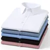Herrklänningskjortor Luxury Hight Qulity Modal långärmad för män Slim Passar formell vanlig skjorta Elastiska kontor fast färg Business kläder
