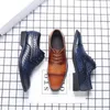 Dress Shoes Man Stylish Derby Woven Leather Mens Brogue Men Lace-Up Business Casual Office Party Wedding Shoe