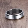 Anel giratório de ouro 14k giratório para homens e mulheres, aliança de casamento sólida brilhante fosca de 6/8mm, anel fraterno clássico simples casual básico