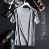 Mens Short Sleeve T-shirt Cooling Milk Silk Summer Thin Ice Seamless One Piece Quick Drying Round Neck Top 0ms7