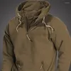 Men's Hoodies 2024 Spring Autumn Mens Solid Vintage Hooded Sweatshirt Half Zip Sports Tactical Tracksuit Casual Sweatshirts Male Coats