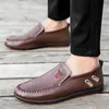 HBP Preço barato de fábrica sem marca masculina plana casual para dirigir mocassins de couro sapatos de couro