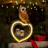 Garden Solar Resin Owl Love Decorative Light Animal Ornaments Outdoor Landscape Arrangement 240312