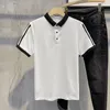 Men's Polos Clothes Black With Collar Male Tee Shirts Striped Polo T-shirt In Streetwear Ordinary Top Quick-drying