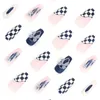 False Nails 24pcs Fake DIY Plaid Bow Glue On Nail Tips Manicure Salon Supplies For Fall Winter