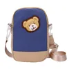 Bag Cartoon Bear Embroidery Shoulder Nylon Women's Shopping Crossbody Phone With Adjustable Strap