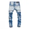2024 Våren och hösten personlig elastisk Big Break Personlig tät nattklubb Fashion Breakthrough D2 Jeans Mens Pants Blue33AS