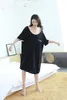 Modal de roupas de sono feminino Modal Black Nightwear Girls Longe Long Nightgown Summer Manga curta Backless Sleepshirt Plus Size 2xl 3xl feminino