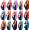 MSIWIGS 70CM Long Pink Wavy Wigs Cosplay Natural Synthetic Women s Blonde Wig 29 Colors Heat Resistant Hair 240305