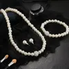 Vintage Simple Faux Pearl Necklace Earrings Jewelry Set for Women Temperament Regency Crystal Choker Banquet Wedding Accessorie 240313