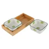 Zestawy naczyń obiadowych japońskie talerze ceramiczne tacki z drewnianym uchwytem w roku wielofunkcyjne ceramiczne orzechy Orzechy Talerze
