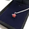 Diseñador tiffay and co S925 Sterling Silver para mujer azul rojo Seven Star Ladybug Necklace Moda versátil joyería personalizada insecto colgante