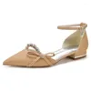 Casual Shoes Glitter Rhinestones Bröllopslägenheter för brud Pointed Toe Ankle Buckle Strap Women Plat Sandals Bridal/Bridesmaids