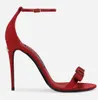 Eleganta varumärke kvinnor keira sandaler skor satin bow high klackar svart rött parti bröllop pumpar gladiator sandalier med box.eu35-43