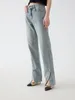 Kvinnors jeans 2024 våren rak lång hög midja vintage lösa damer slits denim byxor