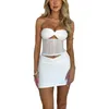 Tank da donna Donna Summer 2 pezzi Outfit Y2K Sexy Slim Crop Top Tube Shirt High BodyCon Wrap Mini Skirt Set