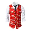 Westen Rote Weihnachtsweste Wasitcoat Männer V-Ausschnitt Slim Fit Westen Herren Xmas Party Prom Weste Gilet Kostüm