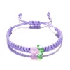 Charm Bracelets Elegant Purple Tulip Bracelet For Women Sweet Flower Braided Rope Adjustable Handmade Friendship Jewelry Gifts