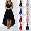 Casual Dresses Women's Lace Bow Belt Elegant Oregelbunden längd Klänning ärmlös Chiffon Solid Color Leisure Fashionabla damer Långa kjolar