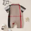 Pagliaccetti per neonati di alta qualità tute scozzesi per neonati tute per bambini bavero manica corta in cotone arrampicata vestiti moda neonato reticolo Body