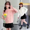 ジャケットの女の子がセーターを編む花柄の女の子コートキッズ春秋のカジュアルスタイルの服