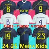 Schottland 24 25 Fußballtrikot 2024 Euro Cup Schottisches Nationalmannschafts-Fußballtrikot Kinder-Kit-Set Heim Marineblau Auswärtsweiß 150 Jahre Jubiläums-Sonderangebot ROBERTSON DYKES