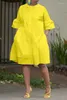 Robes de soirée Lemon Gina Femmes Flare Demi-manches O-Cou Big Swing Babydoll Smock Chemise Robe 2024 Hiver Streetwear Vintage Robes