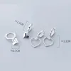 Hoop Earrings Fashion Glossy Love Pendant 925 Sterling Silver Korean Geometric Hollow Women's Jewelry Gift