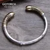 Echter 925er Sterlingsilber-Schmuck, Vintage-Manschettenarmbänder für Herren, Affenkönig, goldener Knüppel, hochglanzpoliert, Top-Qualität 240305