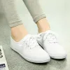 Stiefel Frauen Canvas Schuhe Schnürung lässige vulkanisierende Schuhe Frau Flats weiße Schuhe atmungsaktive Schuhe Damen Espadrilles große Größe 3542