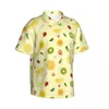 Casual overhemden voor heren Hawaiiaans overhemd met citroenprint Heren Vakantie Gemengd fruit Korte mouwen Stijlvolle grafische vintage oversized blouses