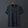 T-shirt a maniche corte in seta di ghiaccio da uomo stile estivo sottile ampio collo rotondo ampio asciugatura rapida sport tempo libero metà vestiti superiori Uaqj