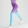 Calças femininas sem costura gradiente push up scrunch mulheres yoga leggings fitness cintura alta calças de secagem rápida esporte ginásio levanta bushaper