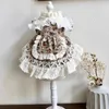 Dog Apparel Retro Cute Doll Collar Pet Clothes Flower Print Princess Dress For Small Medium Fashion Korean Puppy Clothing 2024