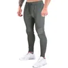 Calças masculinas cordão cor sólida fitness homens moda casual baggy estiramento magro homem calças y2k roupas pantalones ginásio streetwear