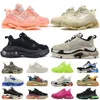 2024 Triple S Men Women Women Nasual Shoes Designer Sneakers Clear Sole Triple Black White Mens Trainers Gray Red Pink Lime Green