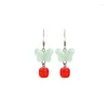 Baumelnde Ohrringe, klassischer Vintage-Charme, roter Jade-Schmetterling für Frauen, elegantes ethnisches Temperament, chinesischer National-Ohrring-Schmuck